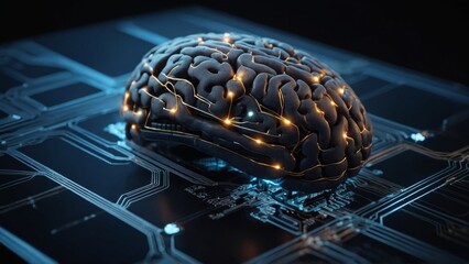 Brain Interface Technology - Close-Up Image of AI Neural Connections