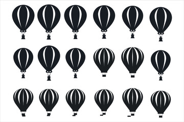 Air balloon silhouette icon set, flying air balloon silhouette, set of balloons silhouette © MD ABDUL MOMIN