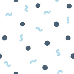 Navy Polka Dot Pattern with Bright Blue Line Vector Illustration
