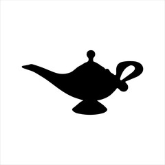 Aladin lamp silhouette isolated on white background. Aladin lamp icon vector illustration.