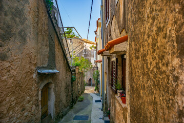 dobrinj, croatia, 30 april 2024, street in the old mountain village