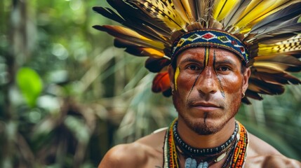 Obraz premium A series of photos showcasing men with culturally significant body art challenging Western standards of beauty and highlighting the beauty of traditional cultures.