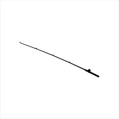 Fishing rod silhouette isolated on white background. Fishing rod icon vector illustration.