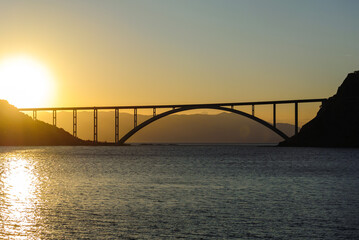 krk, croatia, 30 april, 2024, bridge Krčki most between island and croatian mainland in the...