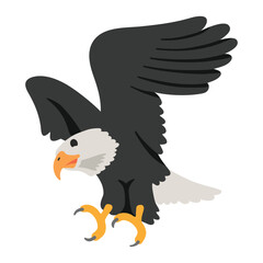 Eagle vector icon. Isolated bald eagle sign emoji design. 