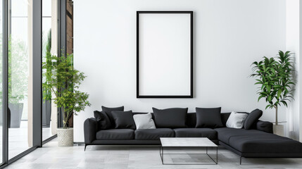 Realistic modern interior canvas mockup 