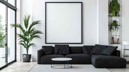 Realistic modern interior canvas mockup 