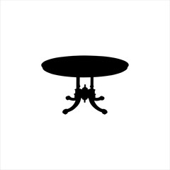 Wood round table silhouette isolated on white background. Round table icon vector illustration.