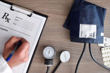 Concept of monitoring blood pressure with doctor prescribing