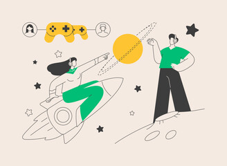 eSports collaboration abstract concept vector illustration.