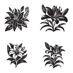 lily flower tropical vector sticker