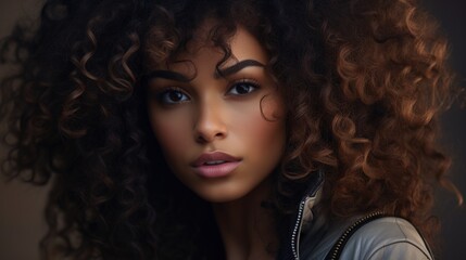 portrait of a young mulatto woman focusing her gaze on goals - obrazy, fototapety, plakaty