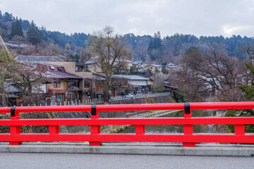 Nakabashi Bridge The Red Bridge of Takayama Japan