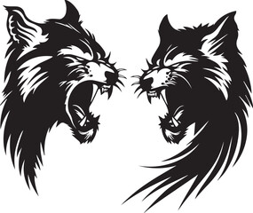 Angry Wolf head logos on white background 
