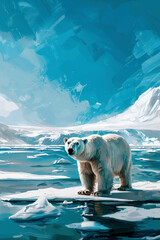 Svalbard nature, polar bear, blue sky, poster art --ar 2:3 --style raw --stylize 200 Job ID: 45f771a6-8d25-4557-9555-844facec8988
