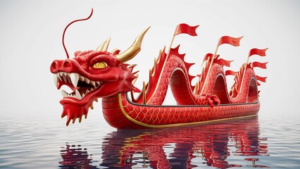 Dragon Boat Festival, Duanwu, dragon head,  isolated on white background, Generative