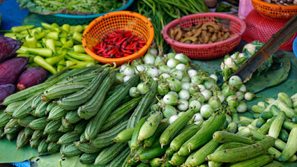 fresh vegetables on a market in battambang