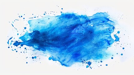 vibrant laundered aquarelle cobalt water white brush wet ink blob paint isolated blotch stroke