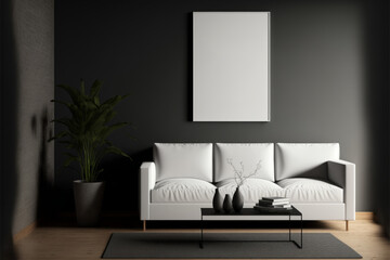 Canvas mockup at black color living room