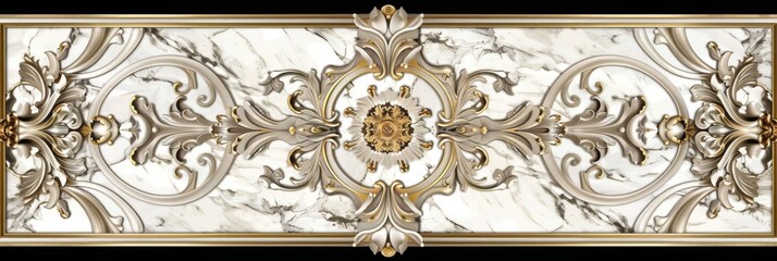 Lavish antique baroque, barocco ornate marble ceiling frame non linear reformation design. elaborate ceiling with intricate accents depicting classic elegance and architectural beauty