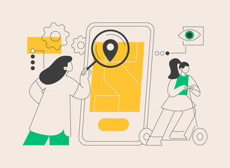 Mobile tracking soft abstract concept vector illustration.