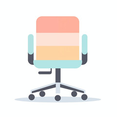 Simplified office chair icon, geometric shapes, monochrome palette, vector style