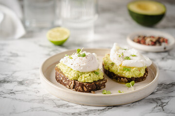 Avocado toast with poached egg