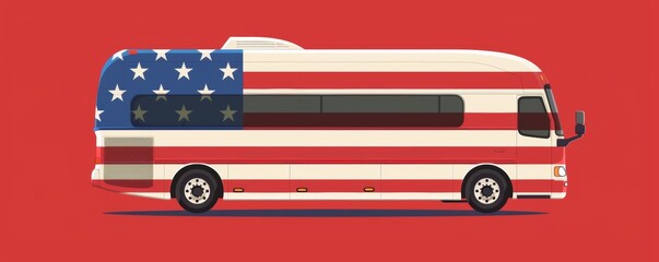 Obraz premium campaign bus traveling across the country to rally support for a presidential candidate