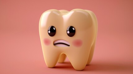 Concept of dental cavity. A smiling healthy tooth with a decaying tooth cartoon. Dental issue. Toothache. Oral care.