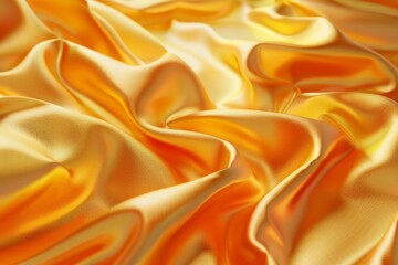 Obraz premium Golden Silk Satin Fabric with Wavy Folds, Luxury Abstract Art