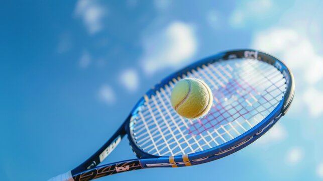 Sports equipment with ball under electric blue sky, cloud in background - Powered by Adobe