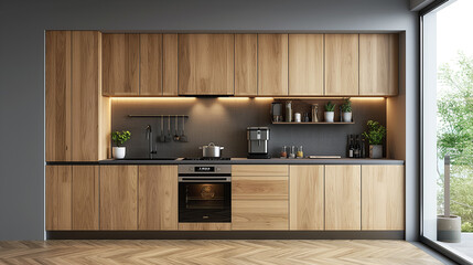 A kitchen featuring wooden cabinets and a stove top oven for cooking and food preparation.