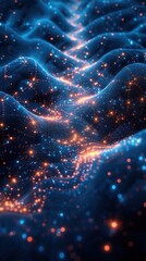 Obraz premium Electric blue waves and lights create a mesmerizing nebulalike atmosphere
