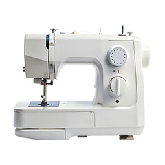 Sewing machine view on white background