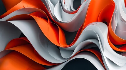 Mesmerizing Fluid Geometrical Abstract Composition with Overlapping Curved Shapes