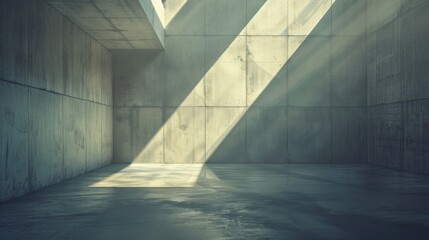 A minimalistic empty room with a concrete wall. Suitable for industrial or urban themes