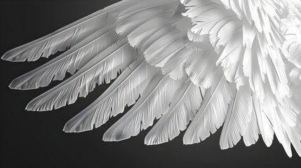 Naklejka premium Monochrome Sketch of Elegant Bird Wing or Feather Silhouette