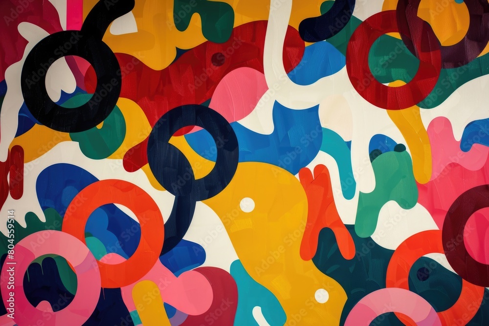Poster A vibrant painting with a variety of colors. Perfect for adding a pop of color to any project