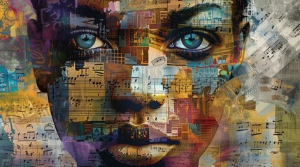 Musical Morphology: human face is constructed by musical notes- Sculpting Sound- Rhythmic Reflections- Soundscapes of Vision- for music-themed blogs or online communities