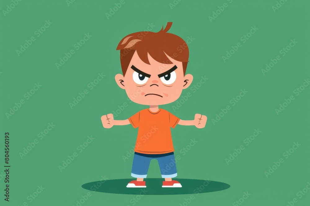 Poster cartoon boy with an angry expression, suitable for various projects