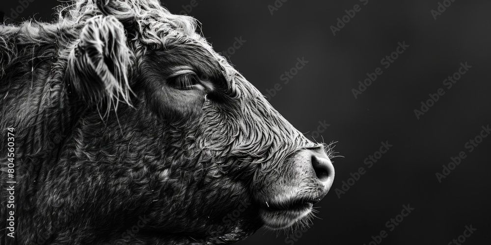 Poster a monochrome image of a cow, suitable for various projects