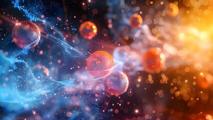 Realistic visualization of nanoparticles targeting cancer cells for drug delivery in treatment. Concept Nanotechnology, Cancer Treatment, Drug Delivery, Targeted Therapy, Medical Research