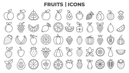 Fruits Icon Set. Fruits Outline icon collection