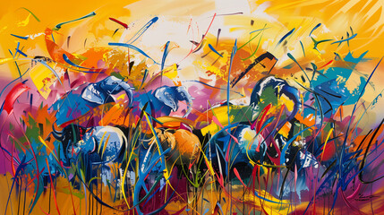 Abstract Art Explosion, Dynamic Colors and Wild Textures, Modern Expressionism
