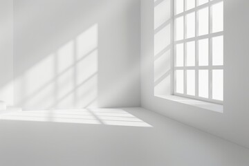 A simple white room with a window and a chair. Suitable for interior design concepts