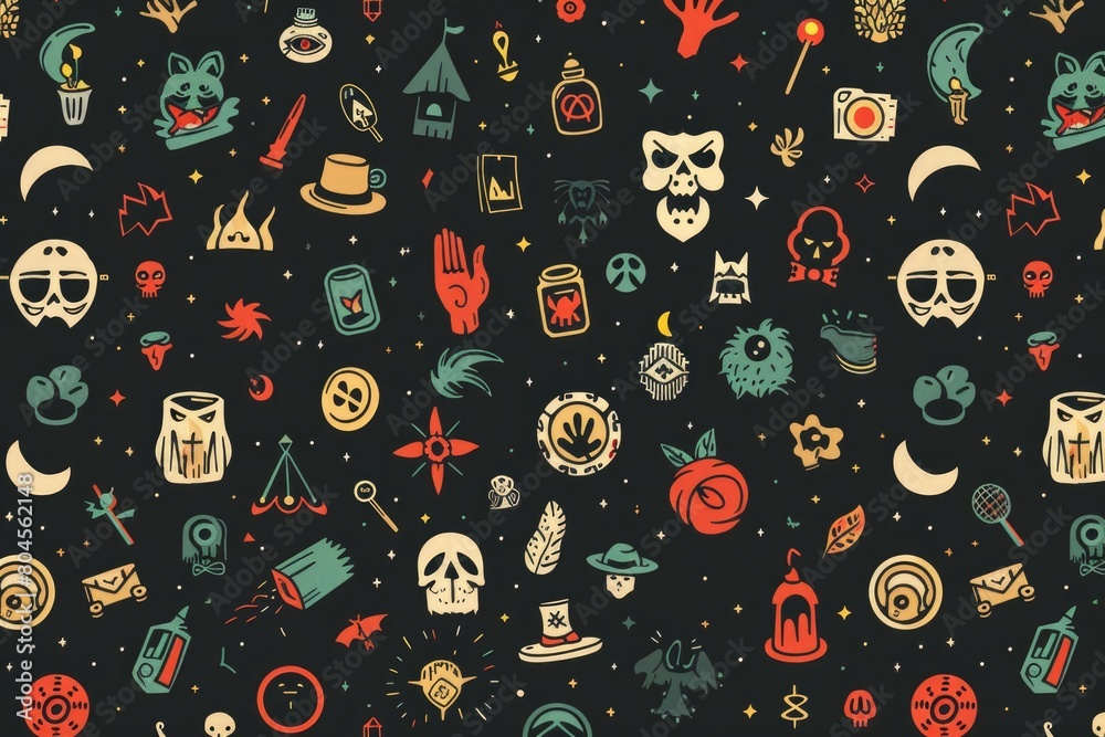 Aufkleber A collection of different items on a dark backdrop. Suitable for various design projects