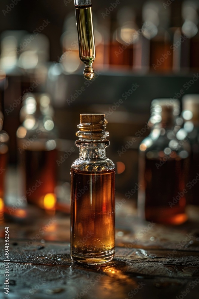 Poster a bottle of liquid with a dropper, versatile for various uses