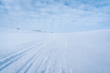 Obraz premium Glacier mountain with snow covered on summit in winter
