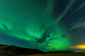 Aurora Borealis, Northern lights glowing with starry in the night sky