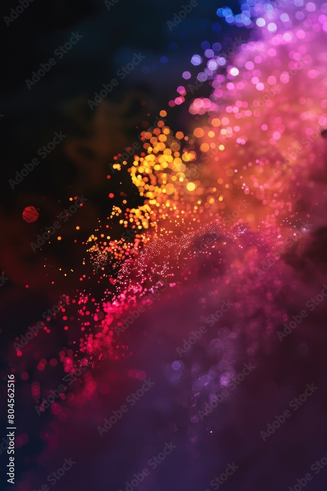 Poster Close up of a colorful object on a black background. Suitable for graphic design projects